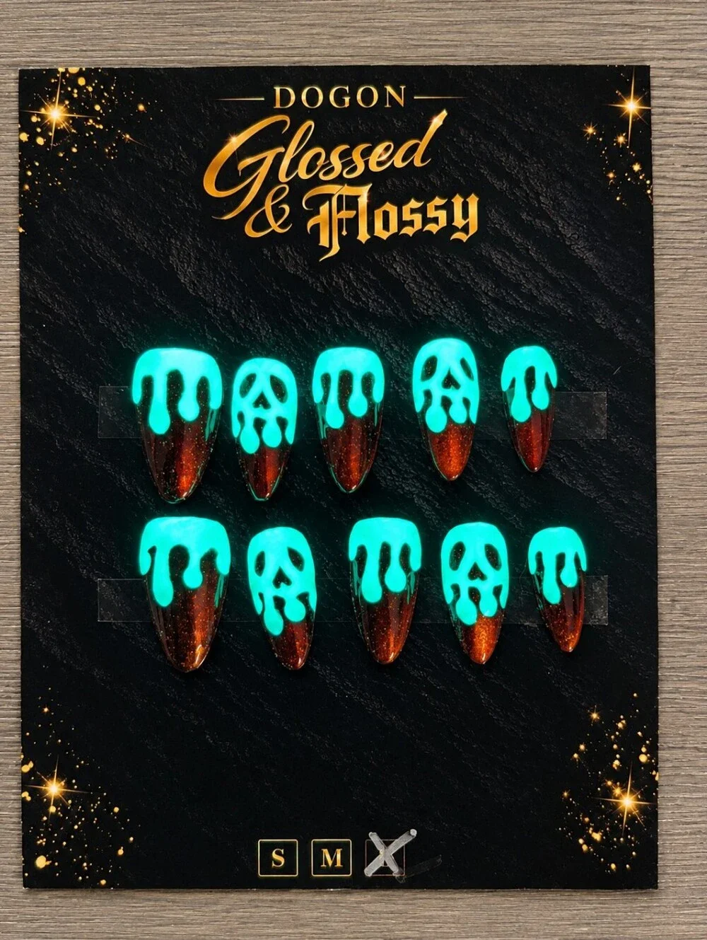 🍎 Poison Apple Cat Eye Press-On Nails | Glow-in-the-Dark | Large 2.5 Almond